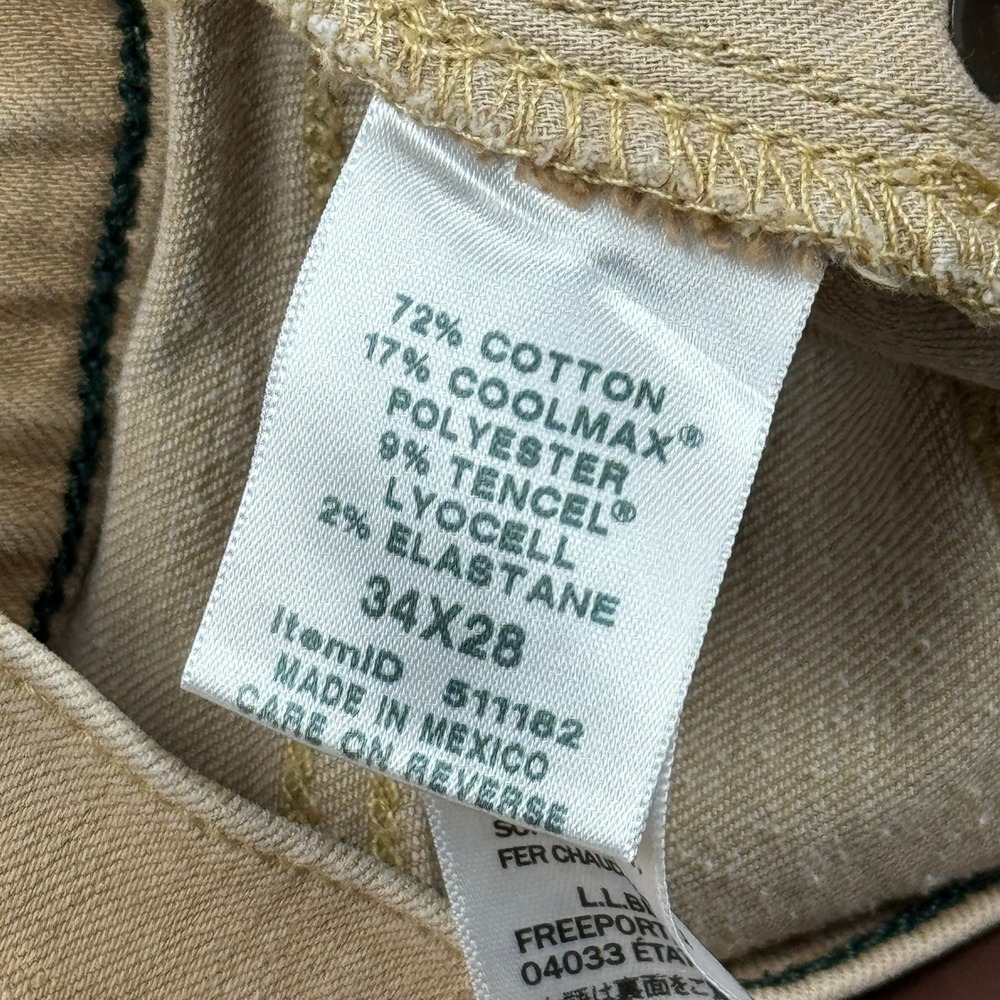 LL Bean Beanflex Jeans Mens 34X28 Tan Classic Fit Straight Leg Pants 511182 - Picture 3 of 13